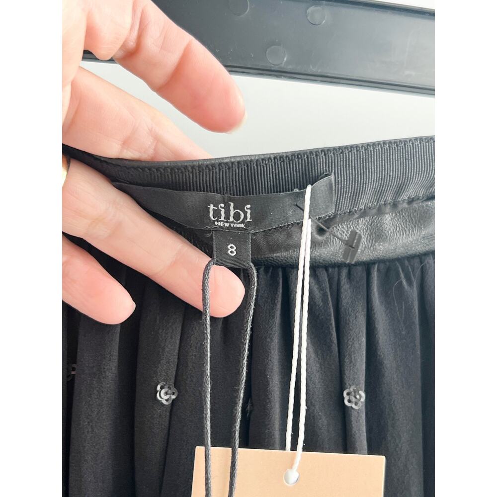 NWT Tibi 100% Silk Embellished Semi-Sheer Maxi Skirt with Slip Black Women's 8 - Picture 4 of 5